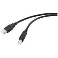 Renkforce USB-kabel USB 2.0 USB-A stekker, USB-B stekker 10.00 m Zwart Afscherming gevlochten RF-5770782 - thumbnail