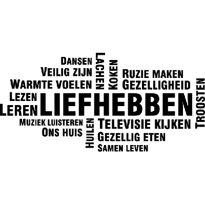 Liefhebben, woord cloud - Muursticker