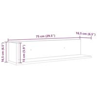 Wandschappen 2 st 75x16,5x16,5 cm bewerkt hout grijs sonoma - thumbnail