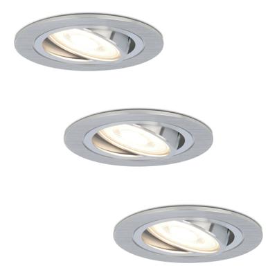 Set van 3 Chandler LED inbouwspots - GU10 4 Watt 345 Lumen - 4000K neutraal wit - Dimbaar - Rond - Kantelbaar - IP20 Voor binnen - RVS