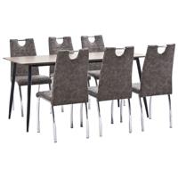 vidaXL 7-delige Eethoek kunstleer bruin - thumbnail