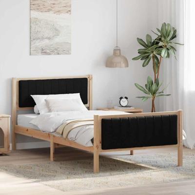 Bedframe Bruin en zwart 100 x 200 cm Massief grenenhout