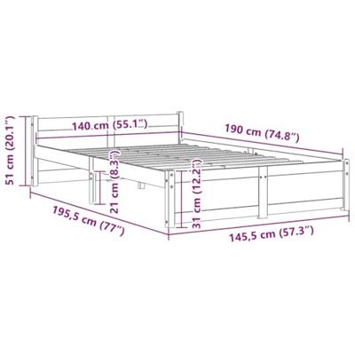 Bedframe massief hout zwart 140x190 cm - thumbnail