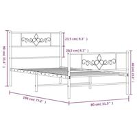 Bedframe met hoofd- en voeteneinde metaal wit 75x190 cm - thumbnail
