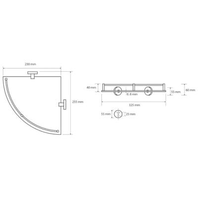 Glazen Hoek Planchet Sapho X-Round 25x7 cm met Rails Chroom Glazen Hoek Planchet Sapho X-Round 25x7 cm met Rails Chroom