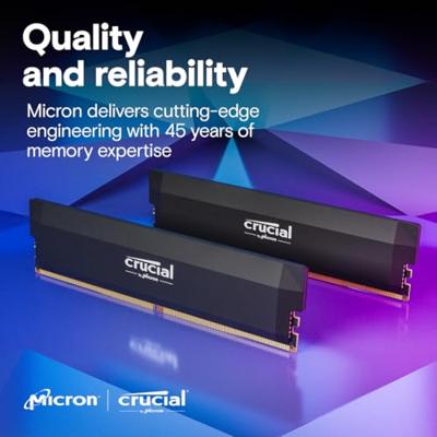Crucial CP16G64C38U5B Werkgeheugenmodule voor PC 16 GB 1 x 16 GB Non-ECC 6400 MHz 288-pins DIMM CL38 40-40-84 CP16G64C38U5B - thumbnail