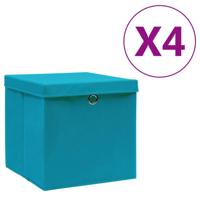 Opbergboxen met deksel 4 st 28x28x28 cm babyblauw - thumbnail
