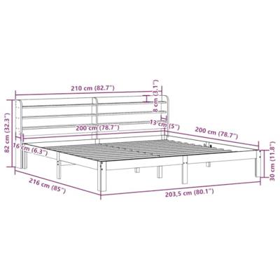 Bedframe met hoofdeinde zonder matras 200x200 cm wit