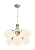 Hanglamp glazen bollen Kroonluchter goud Nordlux &apos;Ivona&apos; E27 opaal glas 62 cm - thumbnail