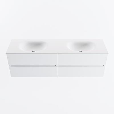 MONDIAZ VICA 160cm badmeubel onderkast Talc 4 lades. Wastafel MOON dubbel zonder kraangat, kleur Talc.