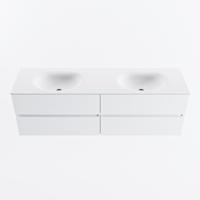 MONDIAZ VICA 160cm badmeubel onderkast Talc 4 lades. Wastafel MOON dubbel zonder kraangat, kleur Talc. - thumbnail