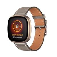 Fitbit Versa 3/4 & Sense 1/2 leren bandje - Grijsbruin - thumbnail