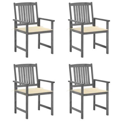 Tuinstoelen 4 st met kussens massief acaciahout grijs