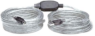 Manhattan USB-kabel USB 2.0 USB-A stekker, USB-B stekker 11.00 m Transparant 510424