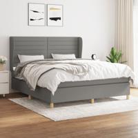 Boxspring met matras stof donkergrijs 160x200 cm - thumbnail