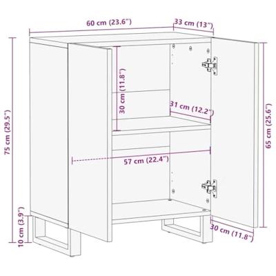 Dressoir 60x33x75 cm massief mangohout zwart