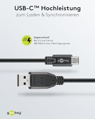 Goobay 55468 Sync & Charge High Speed USB-C naar USB A 2.0 oplaadkabel, 1,8 m
