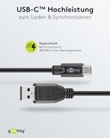 Wentronic Goobay USB 2.0 kabel USB-C naar USB A, zwart, 0,5 m - geschikt voor apparaten met USB-C aansluiting (55467) - thumbnail