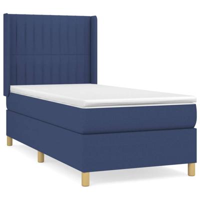 Boxspring met matras stof blauw 90x200 cm