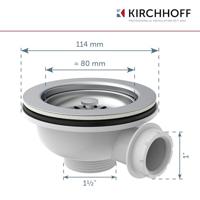 Kirchhoff Kunststof korfventiel, 1 1/2" ET, RVS ventielbeker & zeef Ø114 mm, met 1" overloopaansluiting - 98835340 - thumbnail