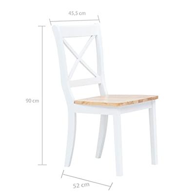 Eetkamerstoelen 2 st massief rubberwood naturel en wit