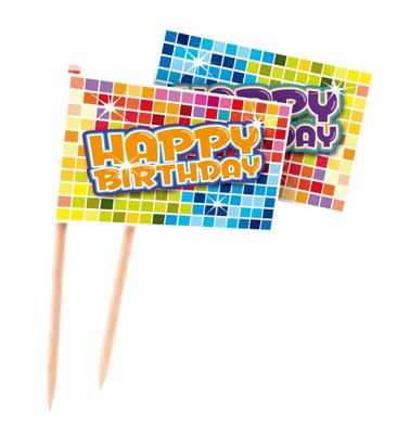 Feestprikkers Happy Birthday Blocks (24st)