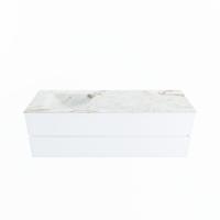 MONDIAZ VICA-DLUX 150cm badmeubel onderkast Talc 2 lades. Inbouw wastafel CLOUD links 1 kraangat, kleur Frappe. - thumbnail