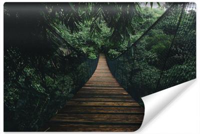 Fotobehang - Hangbrug in het oerwoud, premium print, inclusief behanglijm
