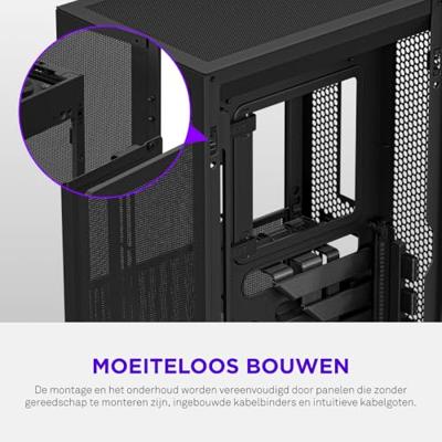 NZXT h2 flow mini tower behuizing (zwart | 2x usb-a | 1x usb-c | tempered glass)