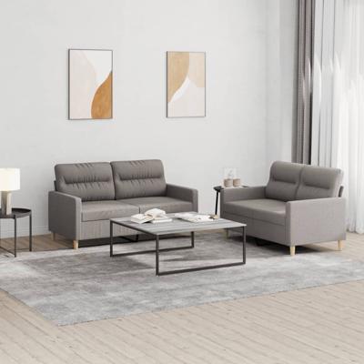 2-delige Loungeset met kussens stof taupe