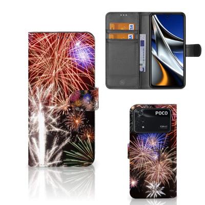 Xiaomi Poco X4 Pro 5G | Wallet Case | met Pasjes | Vuurwerk Xiaomi Poco X4 Pro 5G | Wallet Case | met Pasjes | Vuurwerk