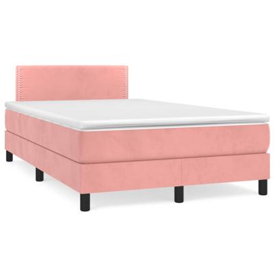 Boxspring met matras fluweel roze 120x200 cm