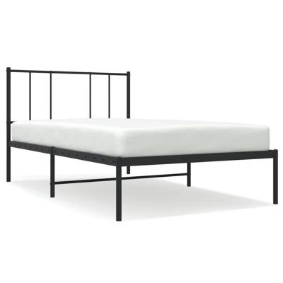 Bedframe met hoofdbord metaal zwart 90x200 cm