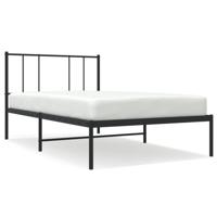 Bedframe met hoofdbord metaal zwart 90x200 cm - thumbnail