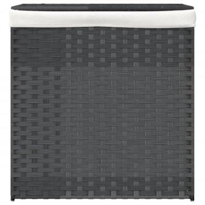 VidaXL Wasmand met 2 vakken 53x35x57 cm poly rattan grijs