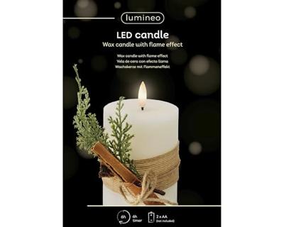 LED kaars Lumineo Wit Beige ø 7,5 x 13 cm (AA) - thumbnail
