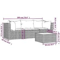 4-delige Loungeset met kussens poly rattan bruin - thumbnail