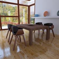Eetkamerstoelen 4 st gebogen hout en kunstleer - thumbnail