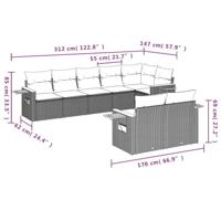 8-delige Loungeset met kussens poly rattan beige - thumbnail