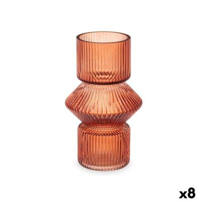 Vaas Strepen Oranje Kristal 9,5 x 16,5 x 9,5 cm (8 Stuks)
