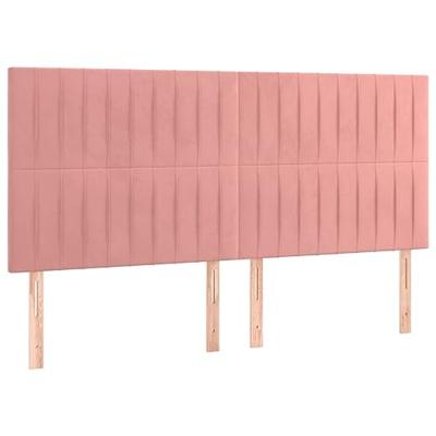 Boxspring met matras en LED fluweel roze 200x200 cm