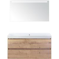 Maxx XL Badmeubelset 120 cm - Natuur Eiken - Wastafel Just Enkel Zonder Kraangat met LED Spiegel - thumbnail