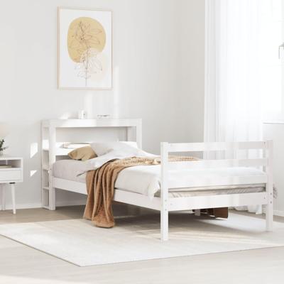 Bedframe zonder matras massief grenenhout wit 75x190 cm