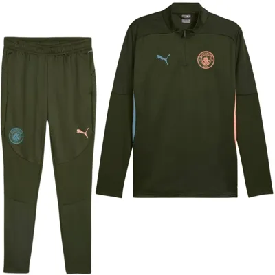 Manchester City 1/4-Zip Trainingspak Senior 2024/2025 Groen - Maat XXL - Kleur: Donkergroen | Soccerfanshop