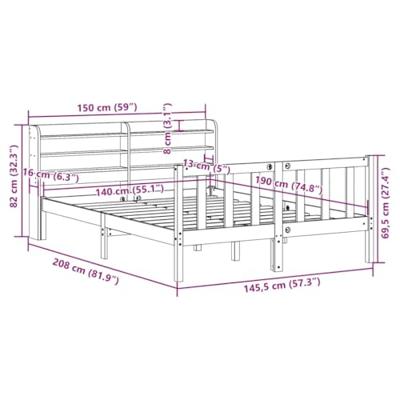 Bedframe zonder matras massief grenenhout 140x190 cm