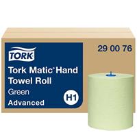 Tork Matic Advanced handdoek, 2-laags, systeem H1, groen, pak van 6 rollen - thumbnail