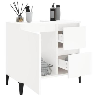 Badkamerkast 65x33x60 cm bewerkt hout wit Badkamerkast 65x33x60 cm bewerkt hout wit