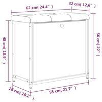 Schoenenbankje met klaplade 62x32x56 cm gerookt eikenkleurig - thumbnail