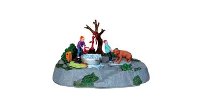 Lemax time for a scrub bewegend kerstdorp tafereel 2014