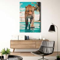 Reinders - Pool Leopard - Glasschilderij 78x116cm - thumbnail